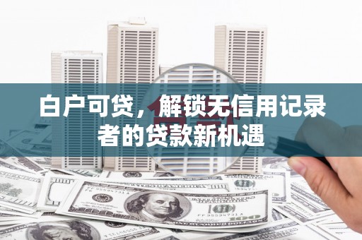 微山白户可贷，解锁无信用记录者的贷款新机遇