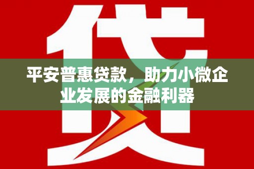 微山平安普惠贷款，助力小微企业发展的金融利器