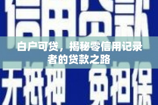 微山白户可贷，揭秘零信用记录者的贷款之路